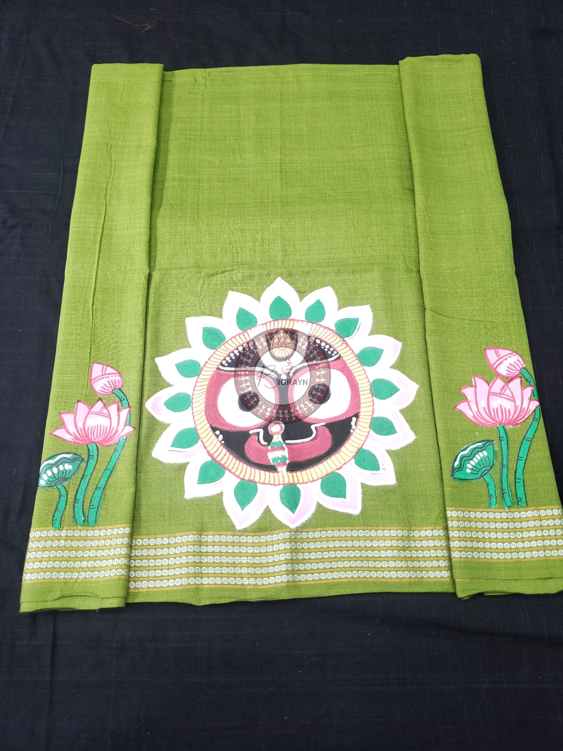 Mehndi Lord Jagannath Pattachitra Cotton Blouse Piece