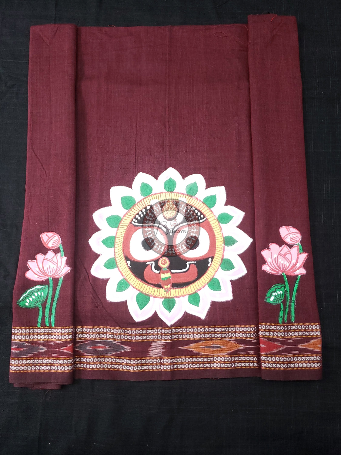 Coffee Lord Jagannath Pattachitra Cotton Blouse Piece