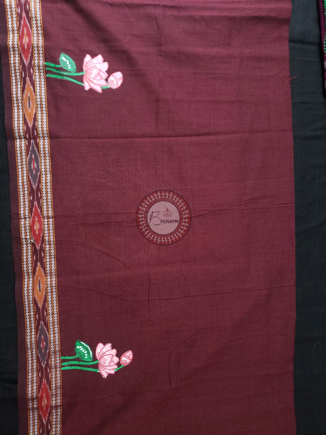 Coffee Lord Jagannath Pattachitra Cotton Blouse Piece