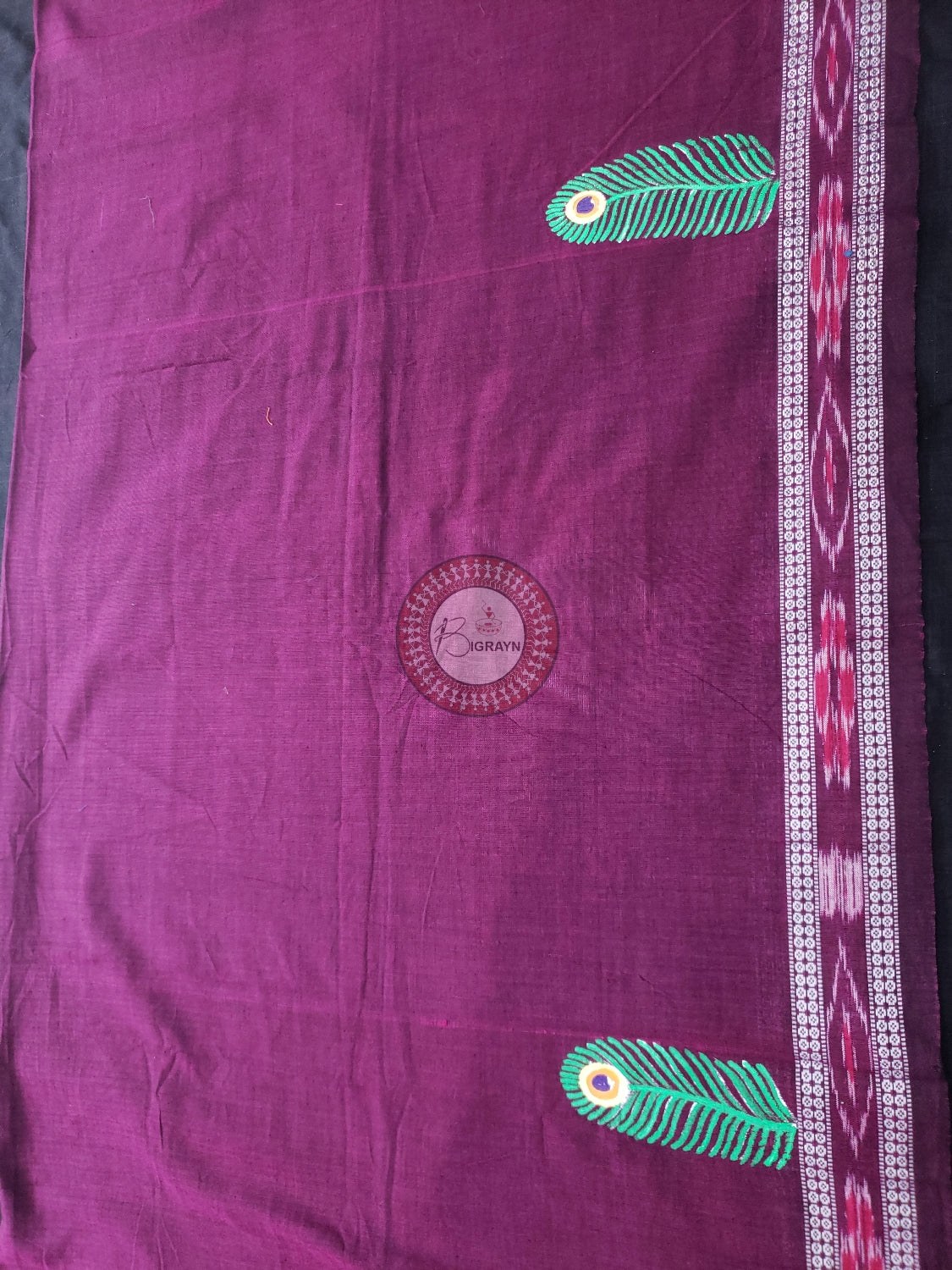 Purple Radha Krishna Doli Pattachitra Cotton Blouse Piece