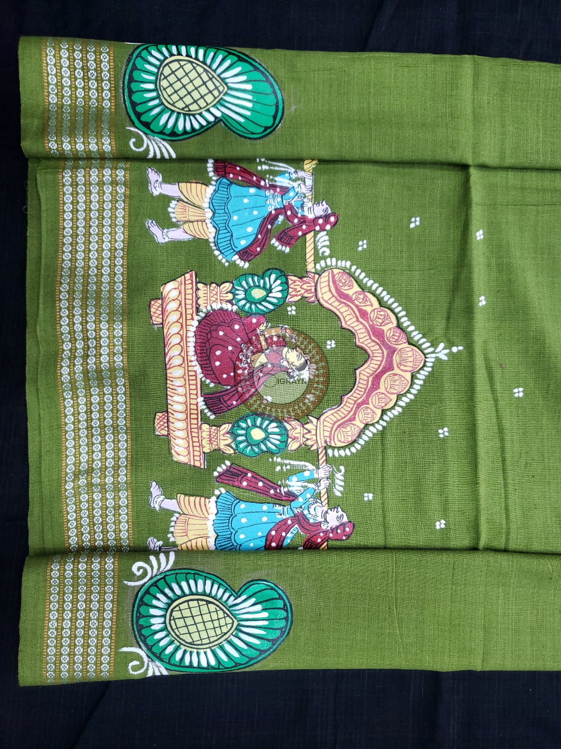 Mehndi Marriage Theme Pattachitra Cotton Blouse Piece
