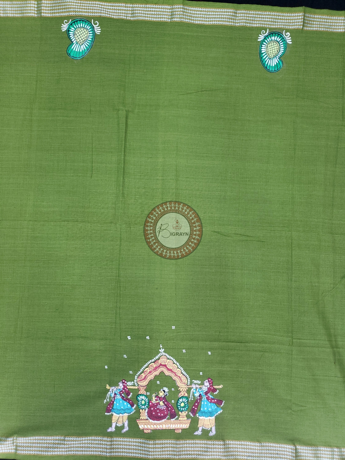 Mehndi Marriage Theme Pattachitra Cotton Blouse Piece