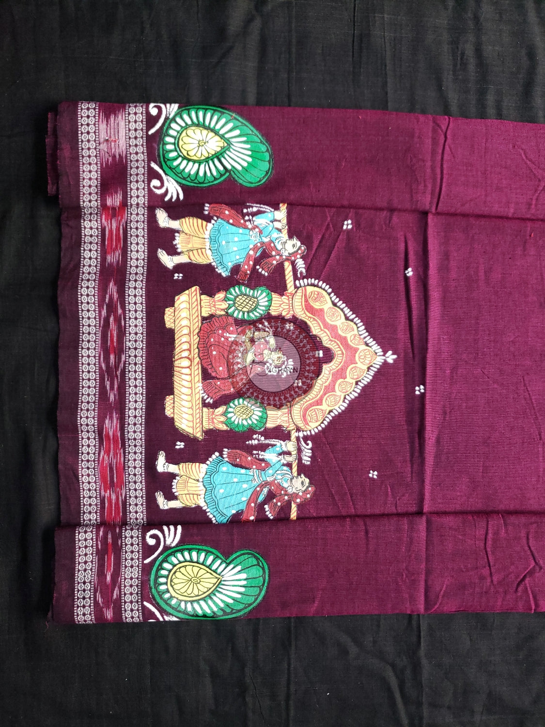 Purple Marriage Theme Pattachitra Cotton Blouse Piece