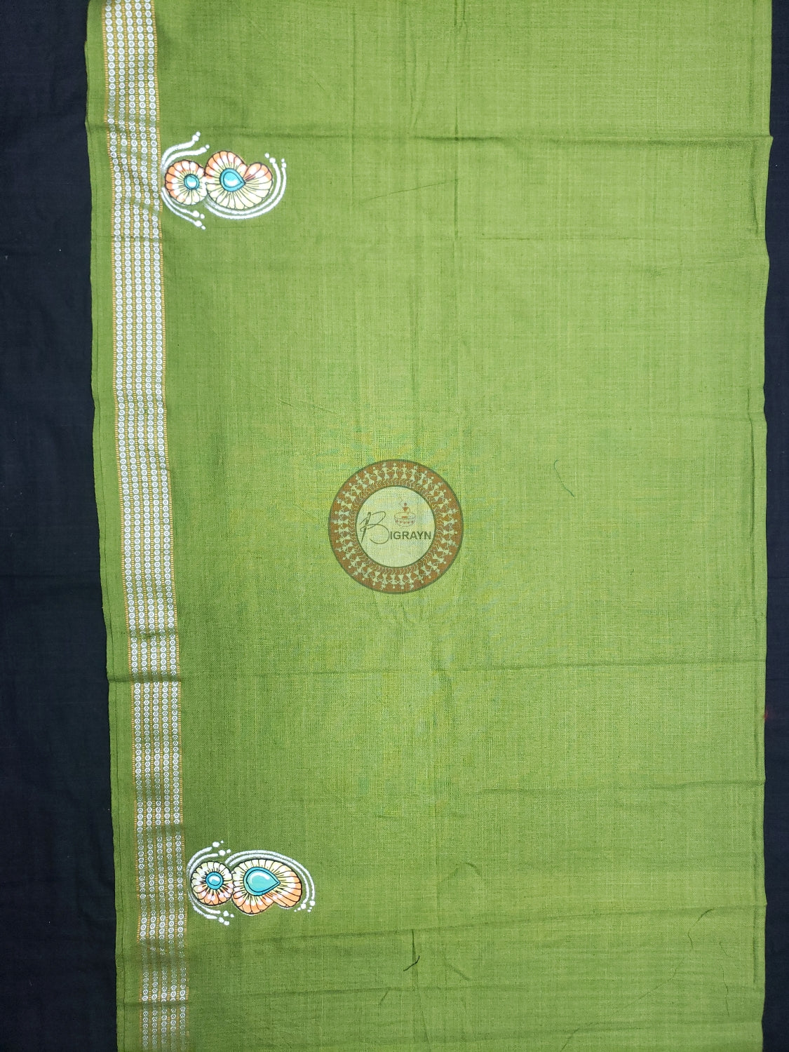 Mehndi Maa Durga Theme Pattachitra Cotton Blouse Piece