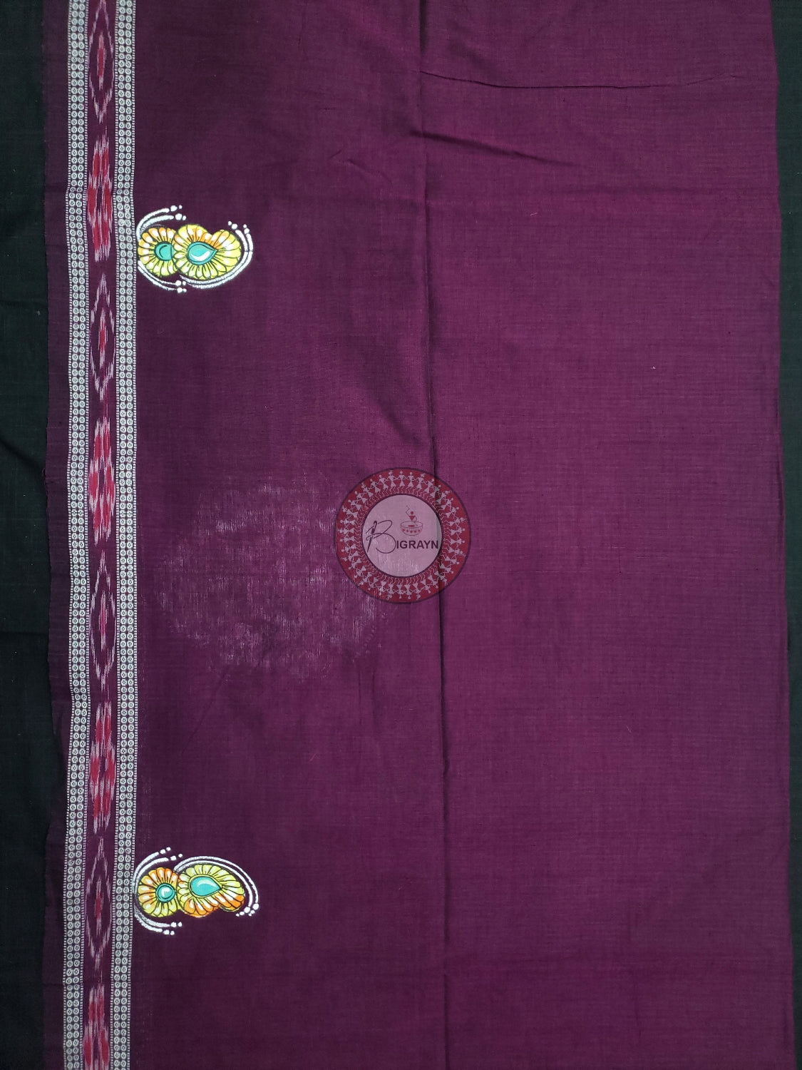 Purple Maa Durga Theme Pattachitra Cotton Blouse Piece