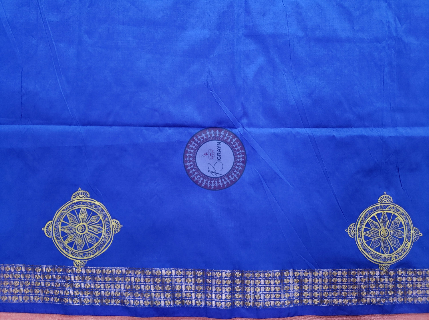 Blue Half Konark And Nartaki Theme Pattachitra Silk Blouse Piece