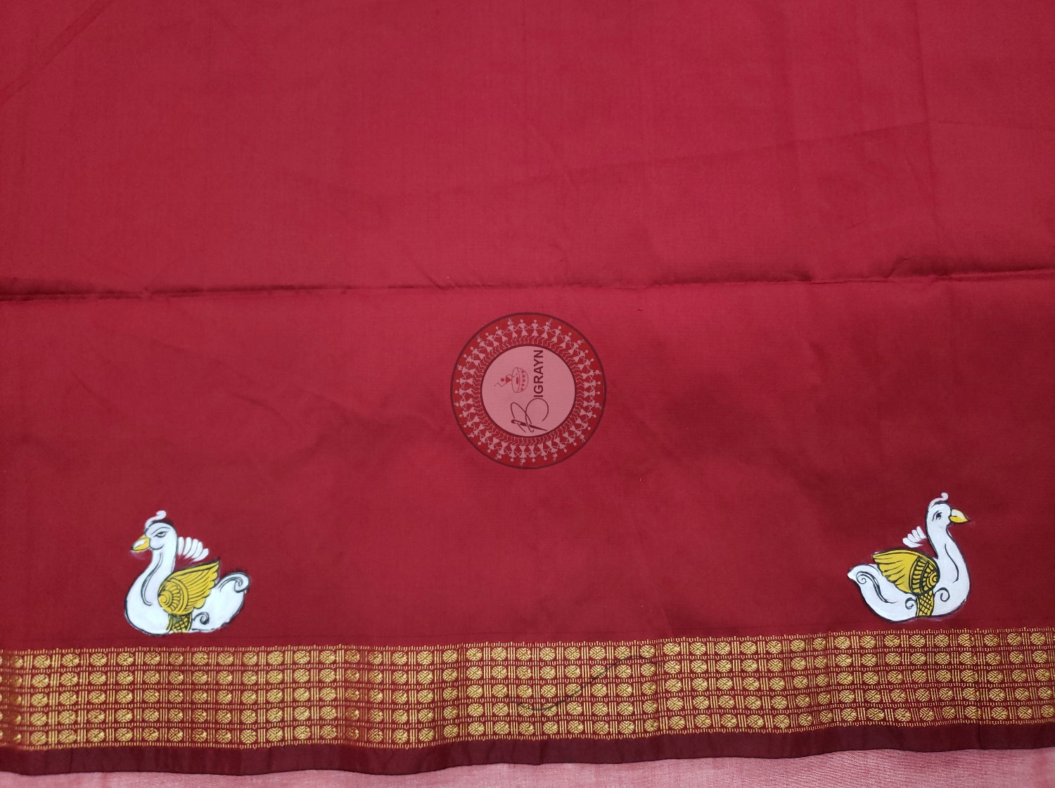 Maron Boita Theme Pattachitra Silk Blouse Piece
