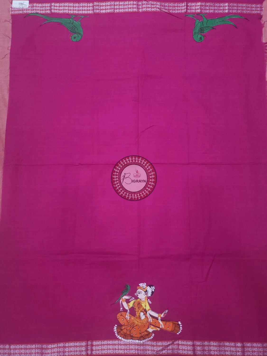 Pink Dancer Theme Pattachitra Cotton Blouse Piece