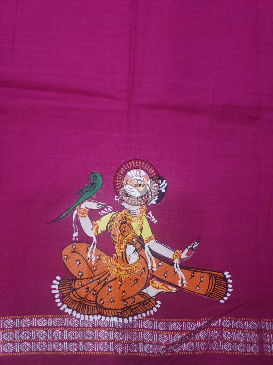 Pink Dancer Theme Pattachitra Cotton Blouse Piece