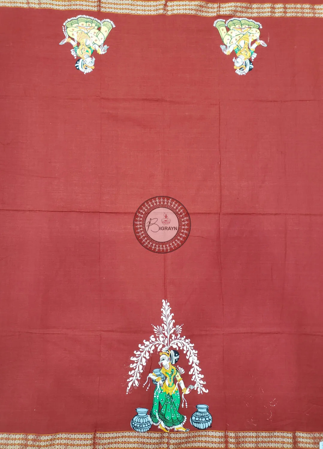 Rust Dancer Theme Pattachitra Cotton Blouse Piece