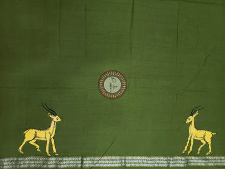 Mehendi Deer Theme Pattachitra Cotton Blouse Piece