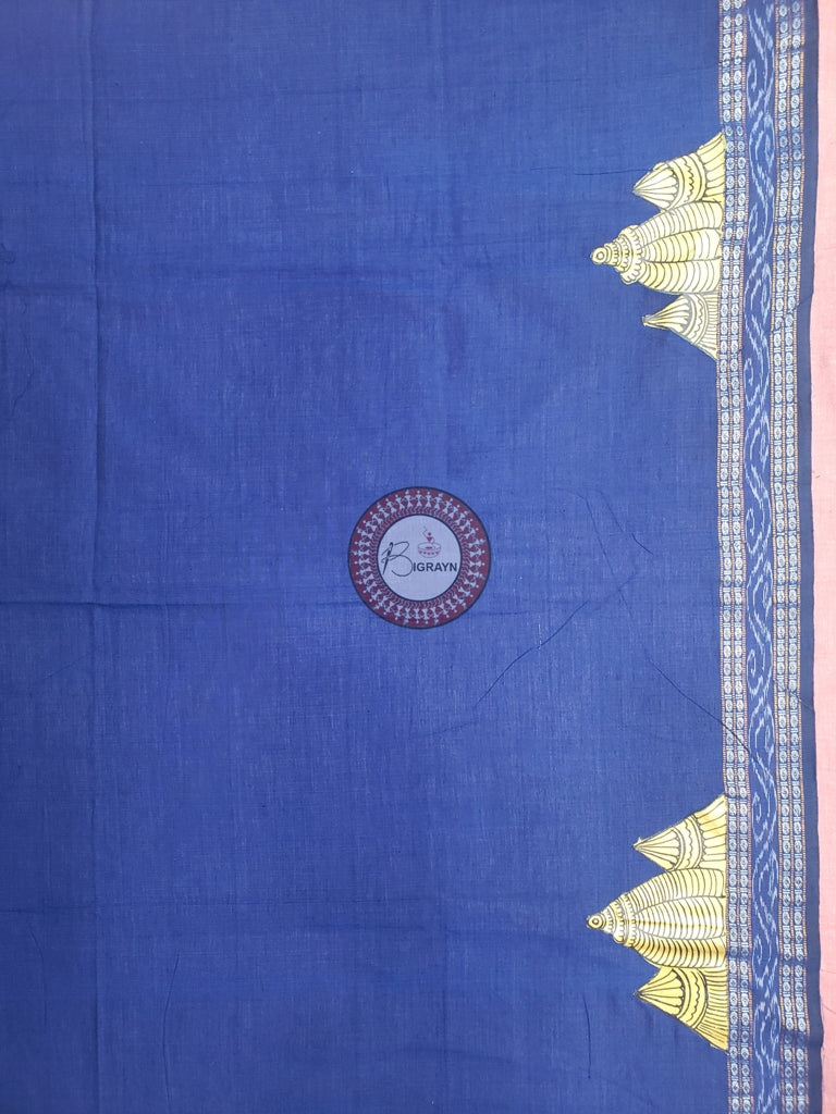 Blue Temple Theme Pattachitra Cotton Blouse Piece