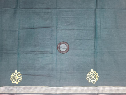 Bottle Green Nabagunjara Pattachitra Cotton Blouse Piece