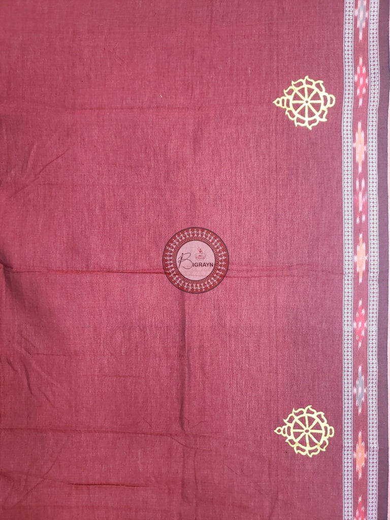 Maroon Nabagunjara Pattachitra Cotton Blouse Piece