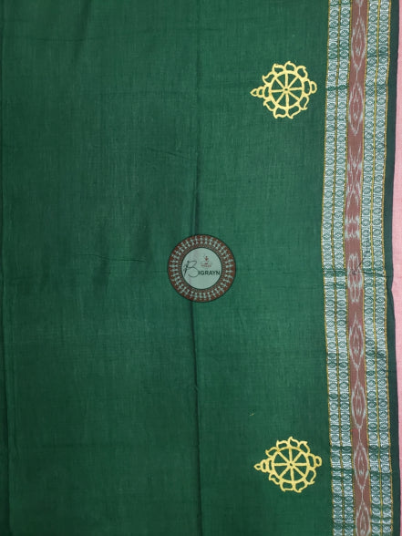 Green Nabagunjara Pattachitra Cotton Blouse Piece