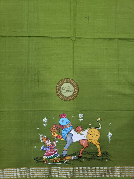 Mehndi Nabagunjara Pattachitra Cotton Blouse Piece