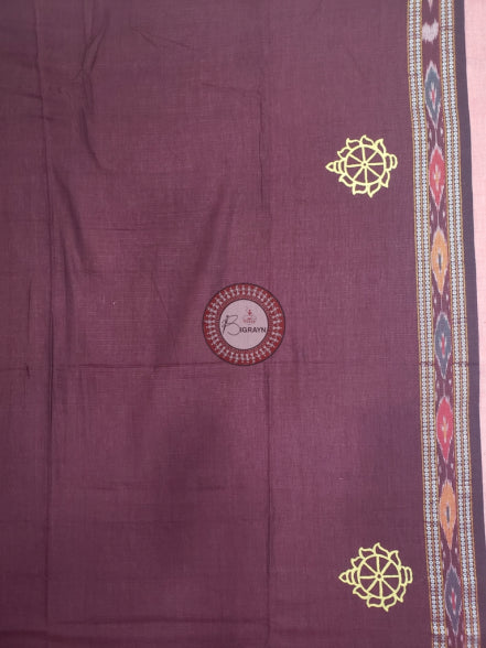 Coffee Nabagunjara Pattachitra Cotton Blouse Piece