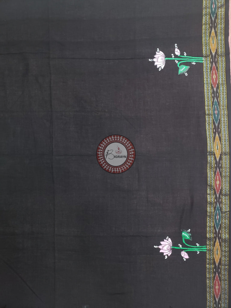 Black Matsyakanya Pattachitra Cotton Blouse Piece