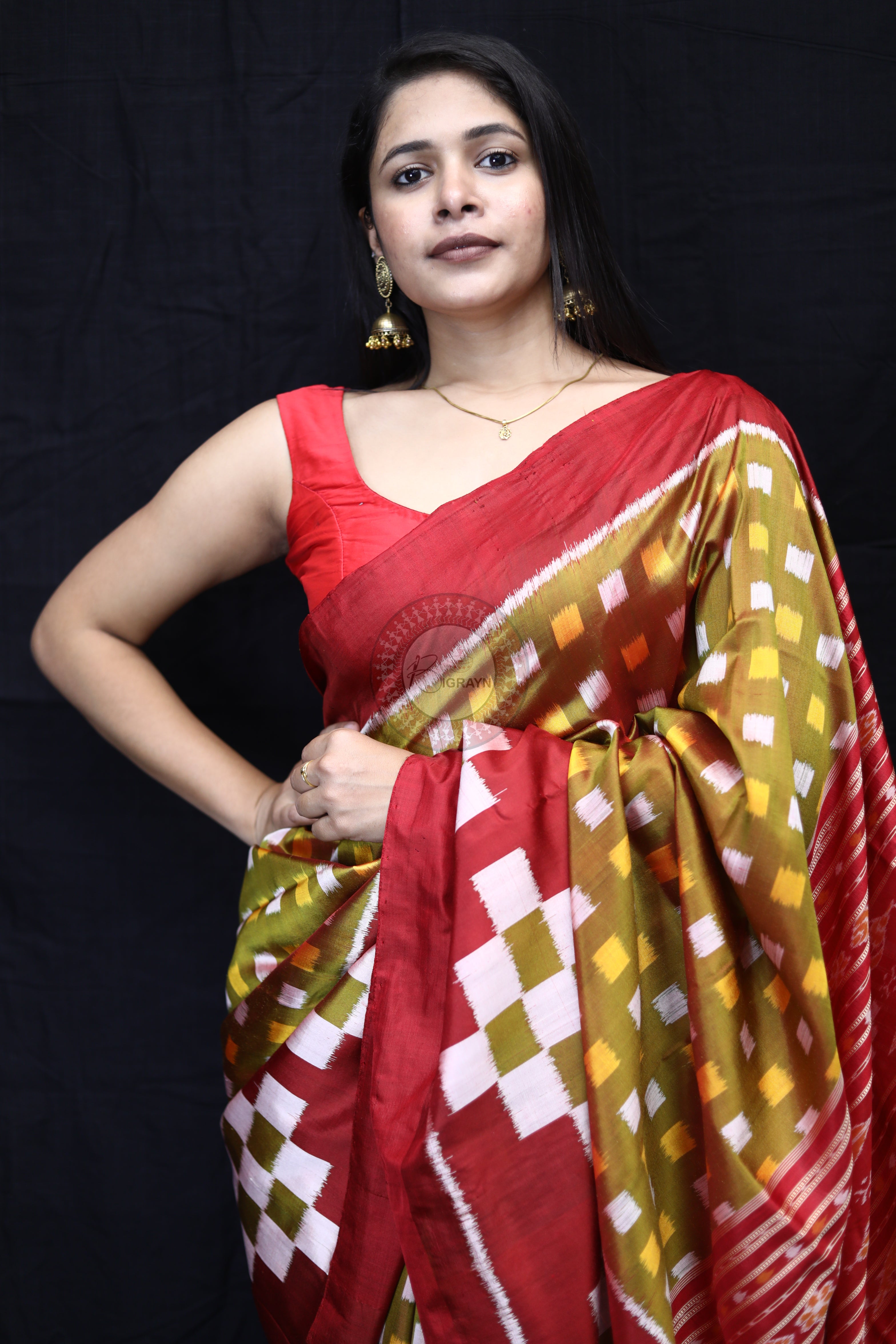 Mehndi Maroon Scott Pasapali Mulberry Silk Saree