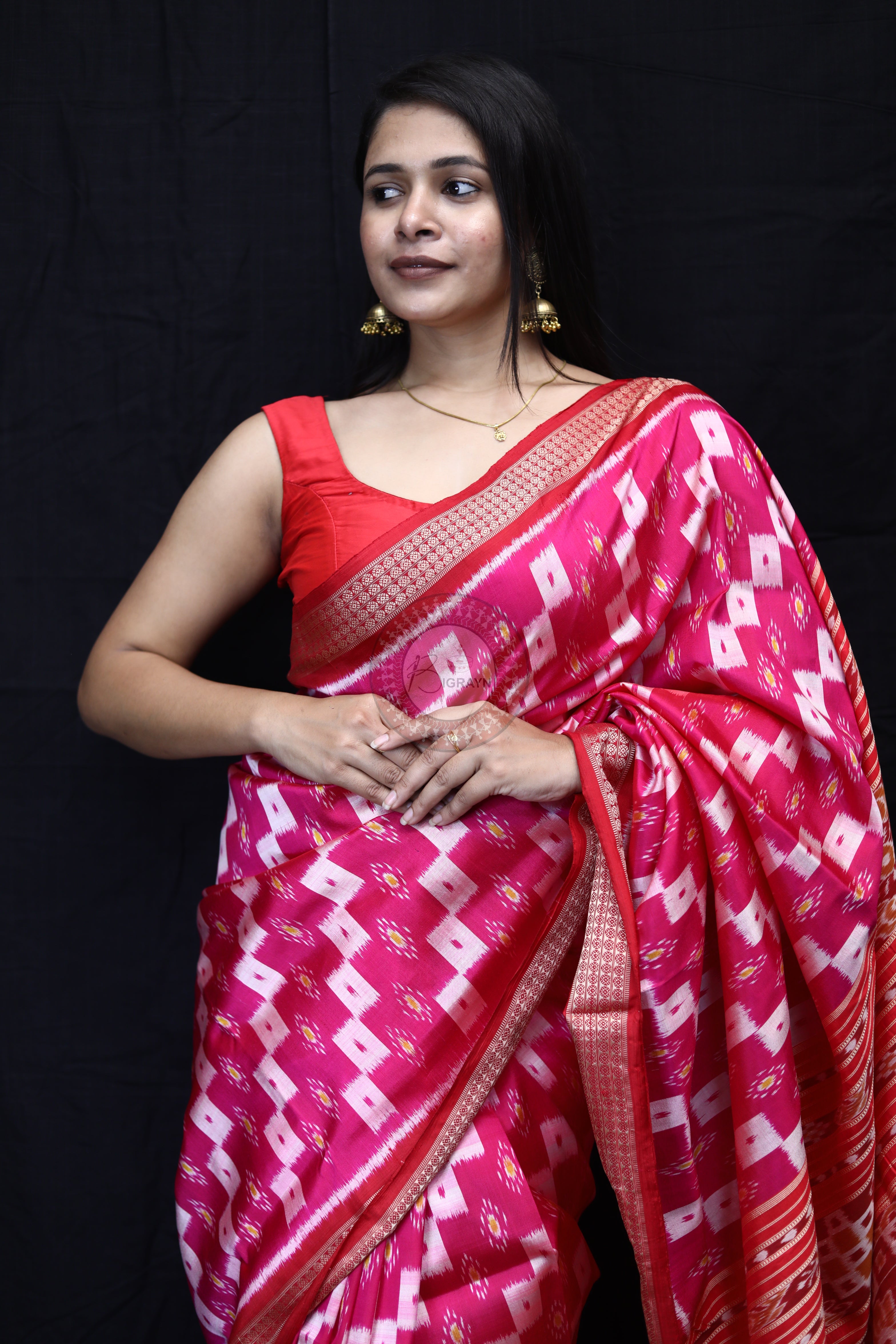 Magenta Red Body Pasapali Mulberry Silk Saree