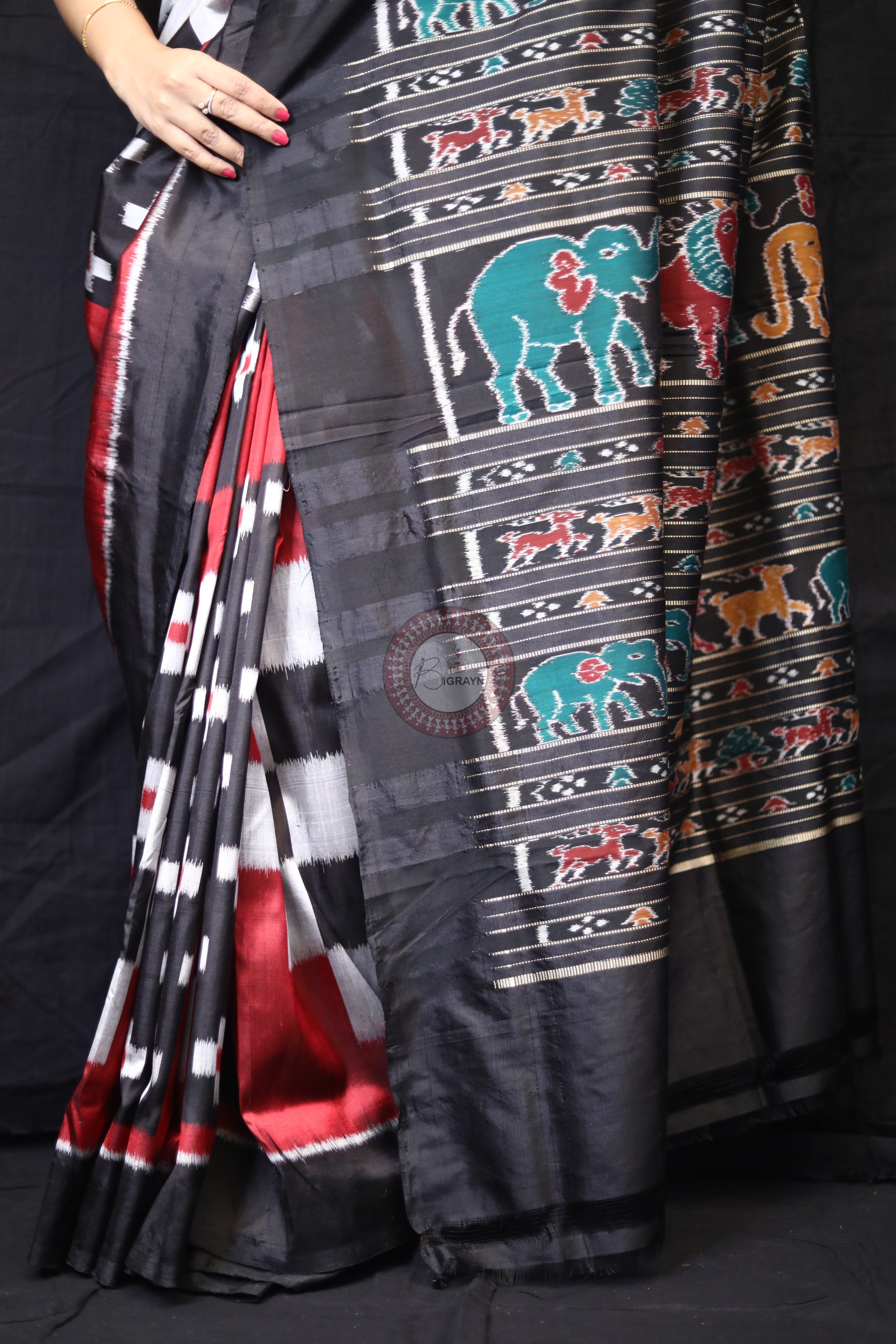 Red Black Body Pasapali Mulberry Silk Saree