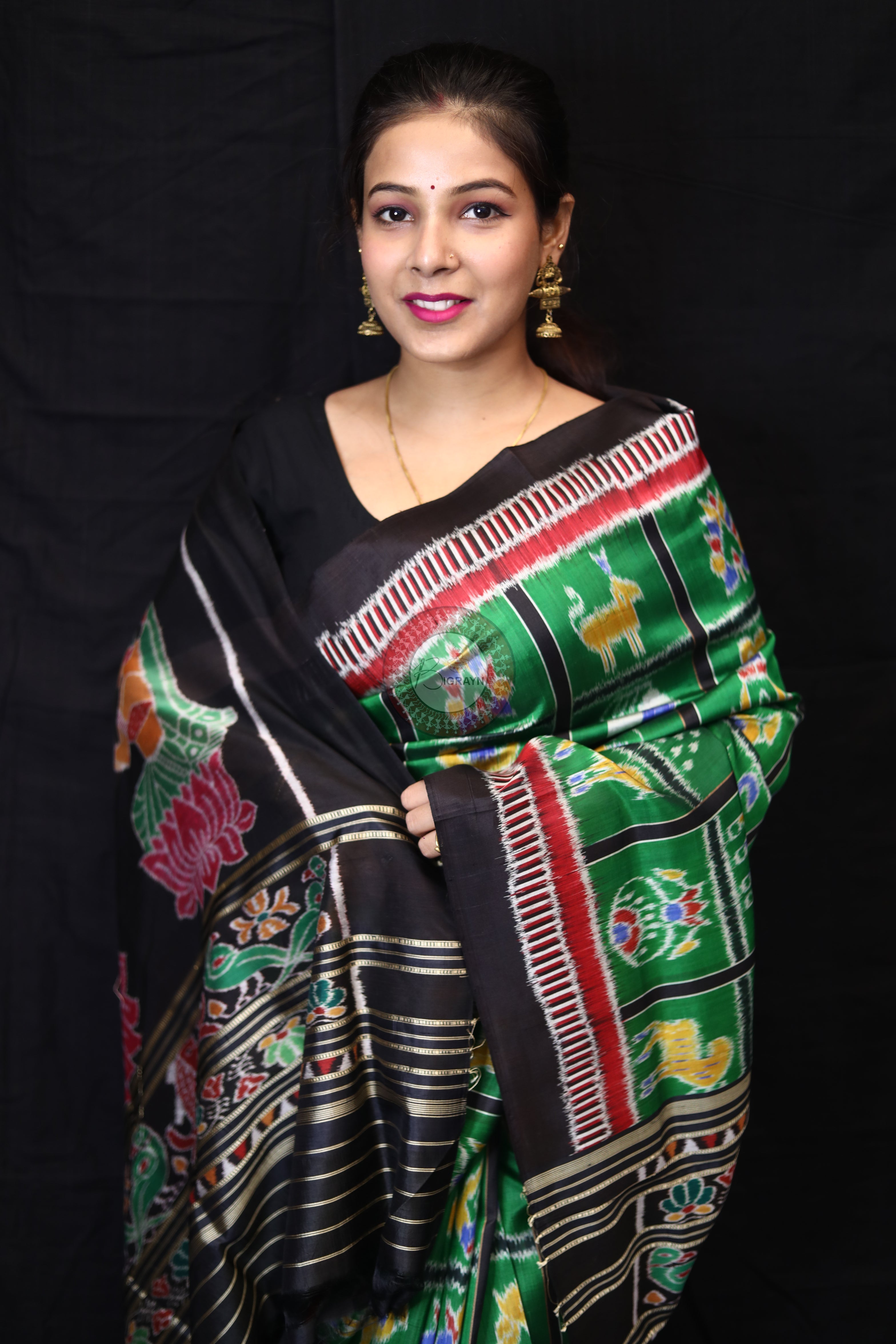 Green Nabakothi Kathifera Border Mulberry Silk Saree