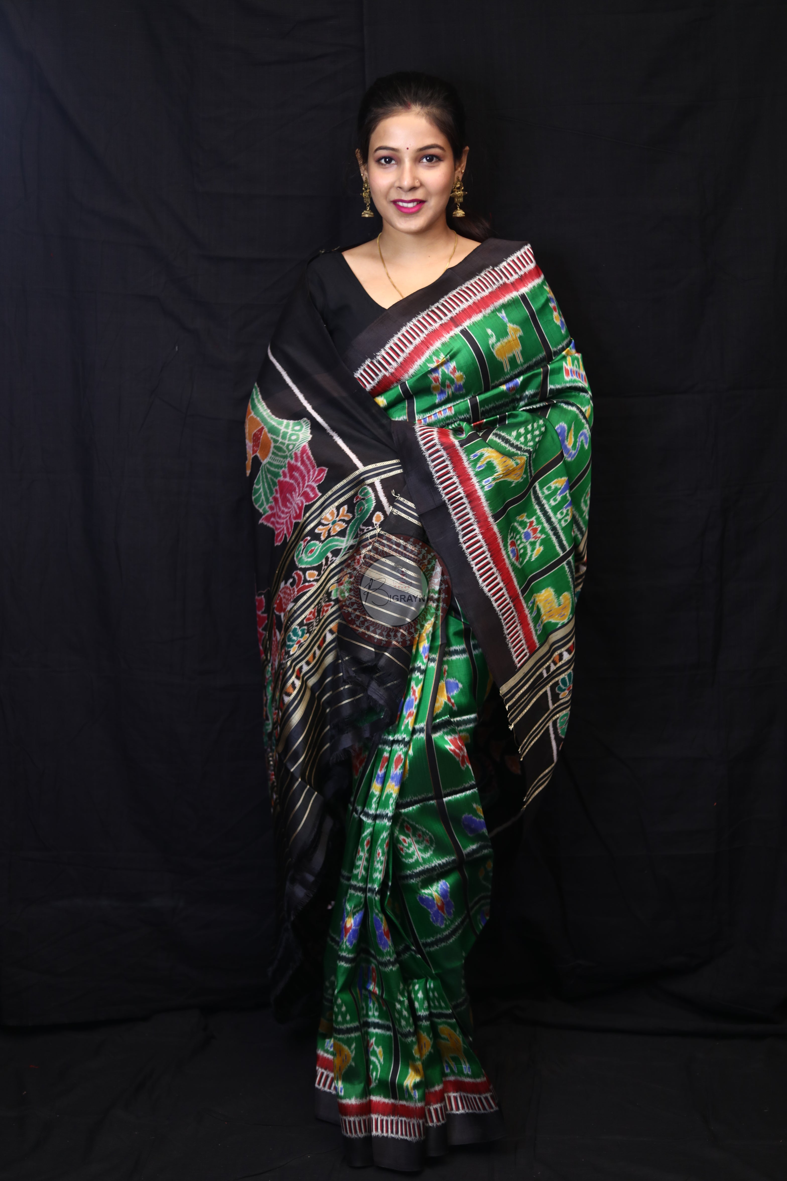 Green Nabakothi Kathifera Border Mulberry Silk Saree