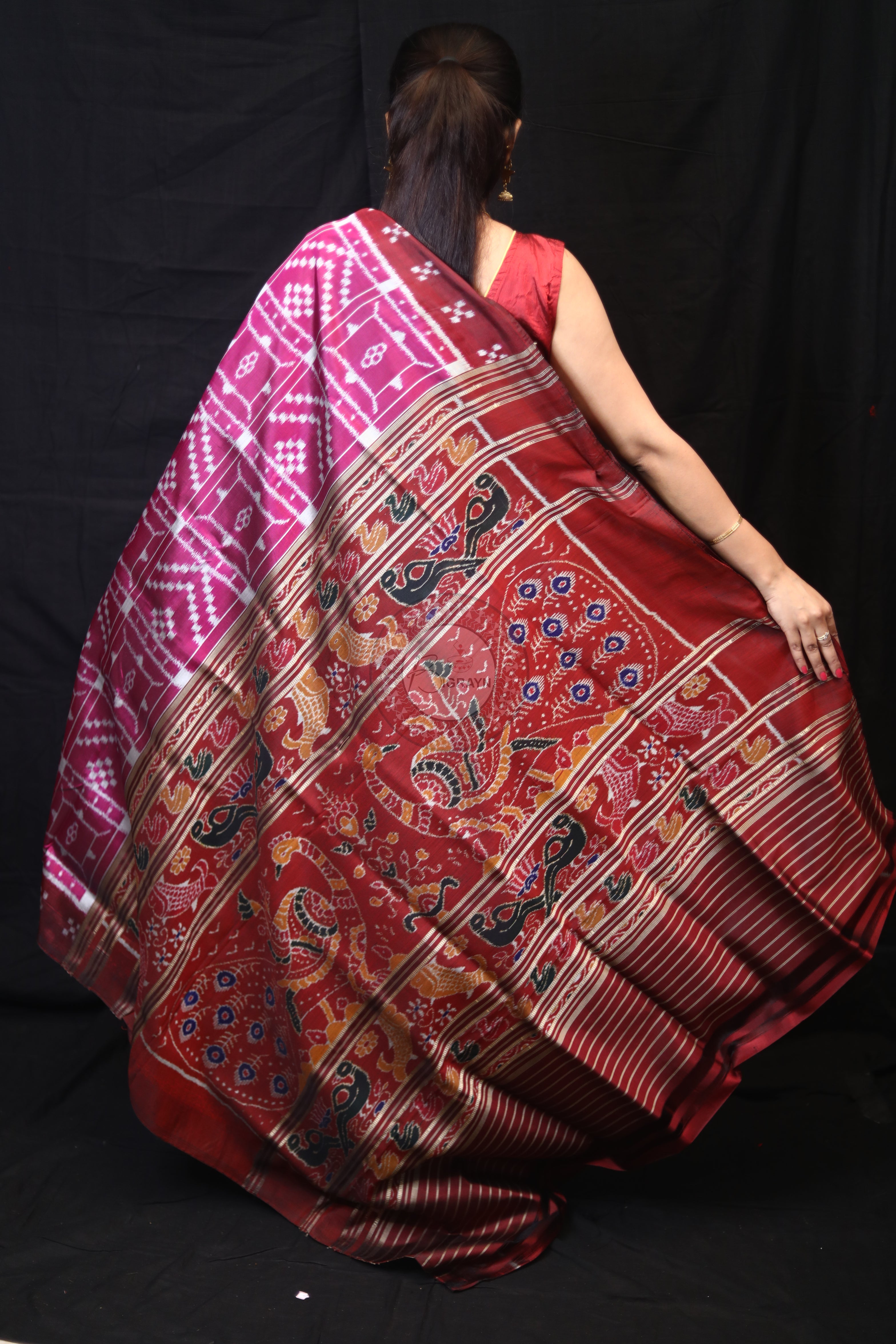 Pink Border Pasapali Peacock Anchal Mulberry Silk