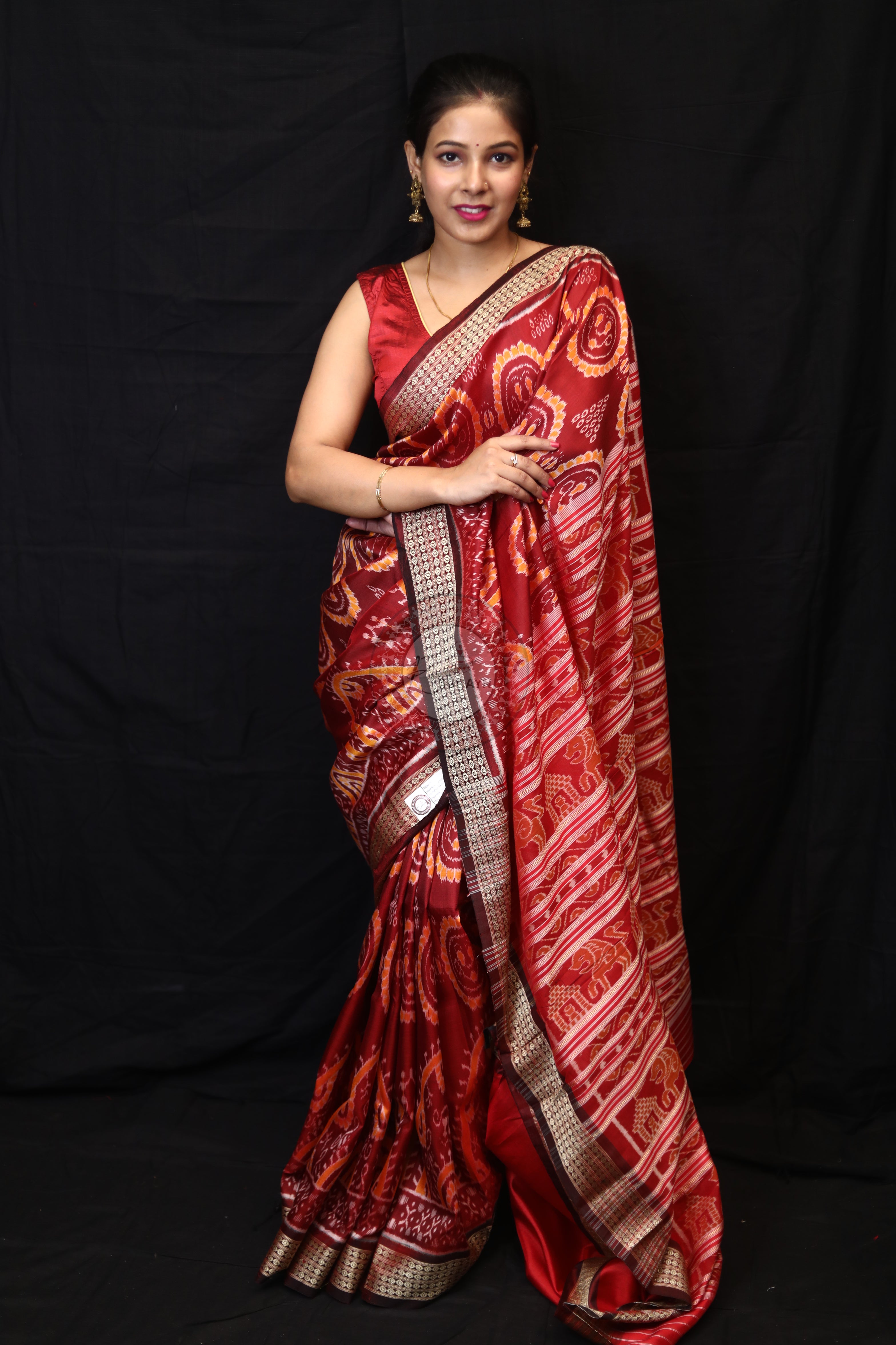 Maroon Laxmi Pada Mulberry Silk Saree