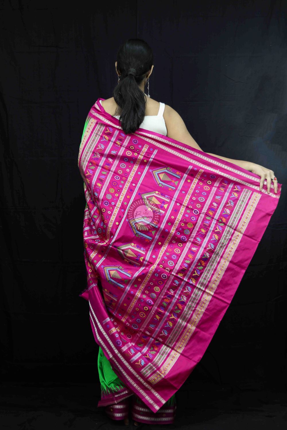 Green Magenta Dolabedi Silk Saree