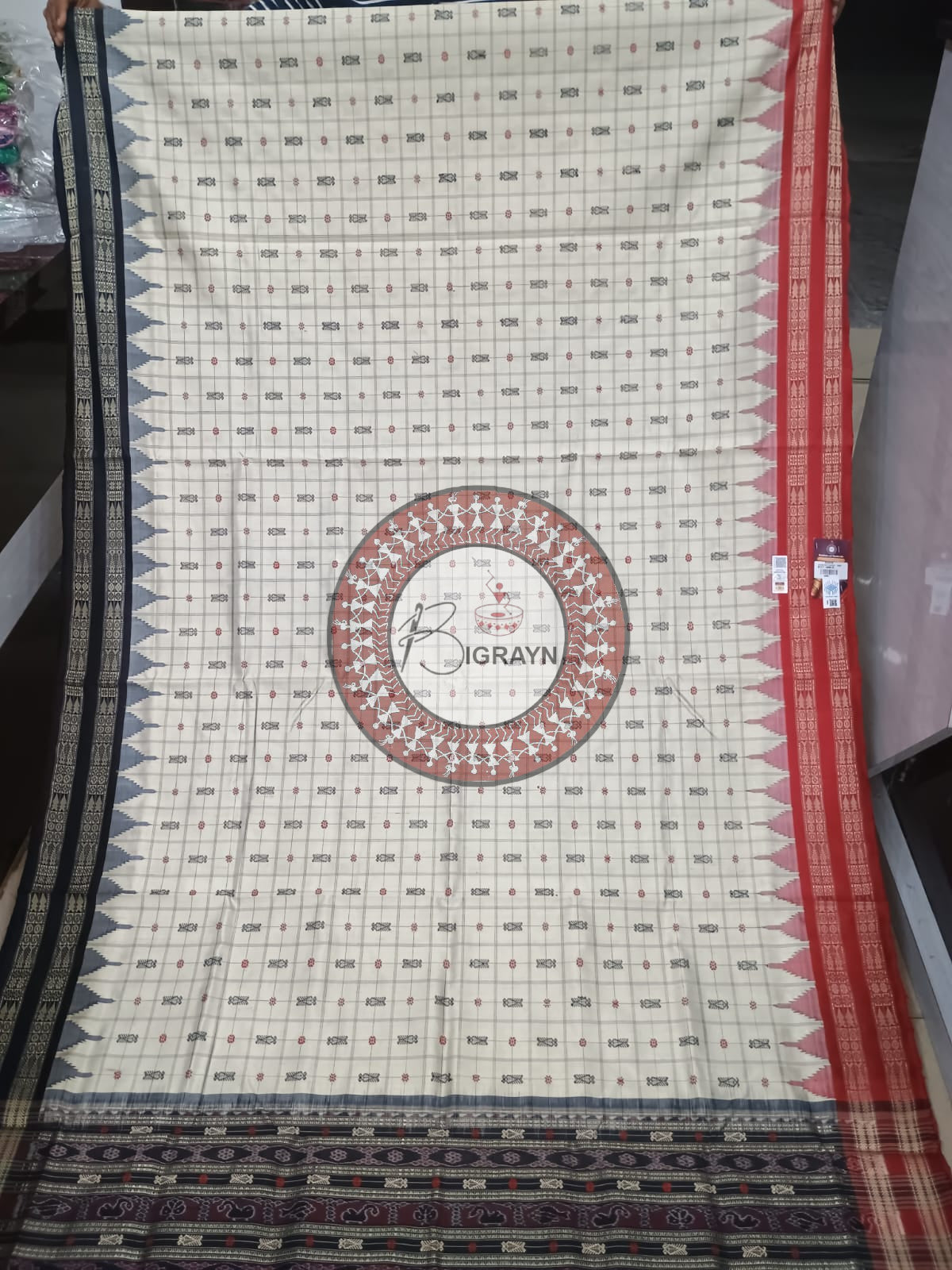 "Odisha Handloom Hazarbuti Bomkai Silk Saree with thousand buti motifs, intricate pallu design, and rich traditional craftsmanship"