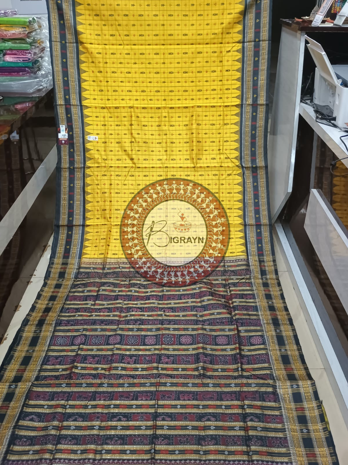 "Odisha Handloom Hazarbuti Bomkai Silk Saree with thousand buti motifs, intricate pallu design, and rich traditional craftsmanship"