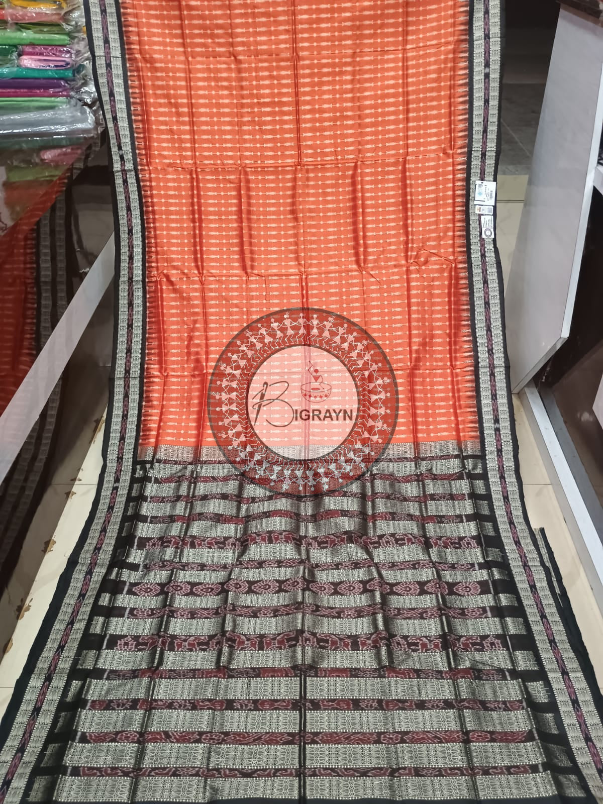 "Odisha Handloom Hazarbuti Bomkai Silk Saree with thousand buti motifs, intricate pallu design, and rich traditional craftsmanship"