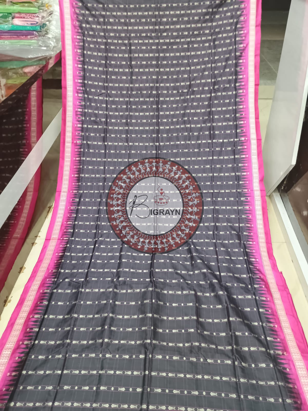 "Odisha Handloom Hazarbuti Bomkai Silk Saree with thousand buti motifs, intricate pallu design, and rich traditional craftsmanship"