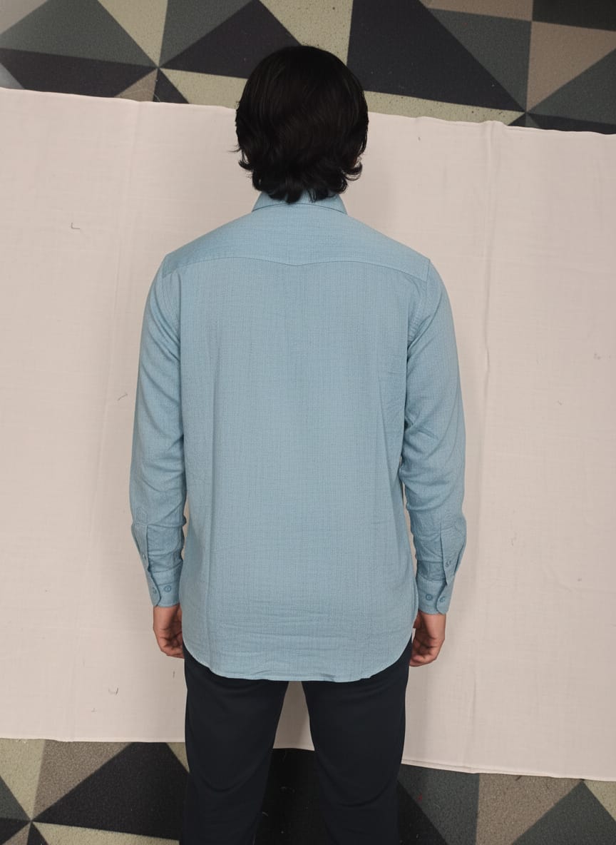 Steel Blue Odisha Handloom Men Plain Full Shirt