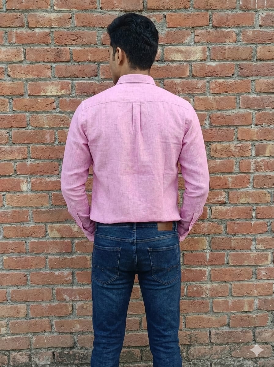 Baby Pink Odisha Handloom Men Plain Full Shirt