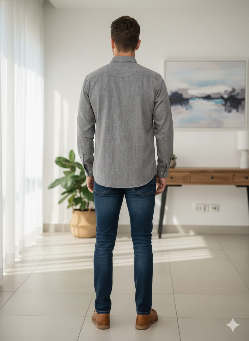 Grey Odisha Handloom Men Plain Full Shirt