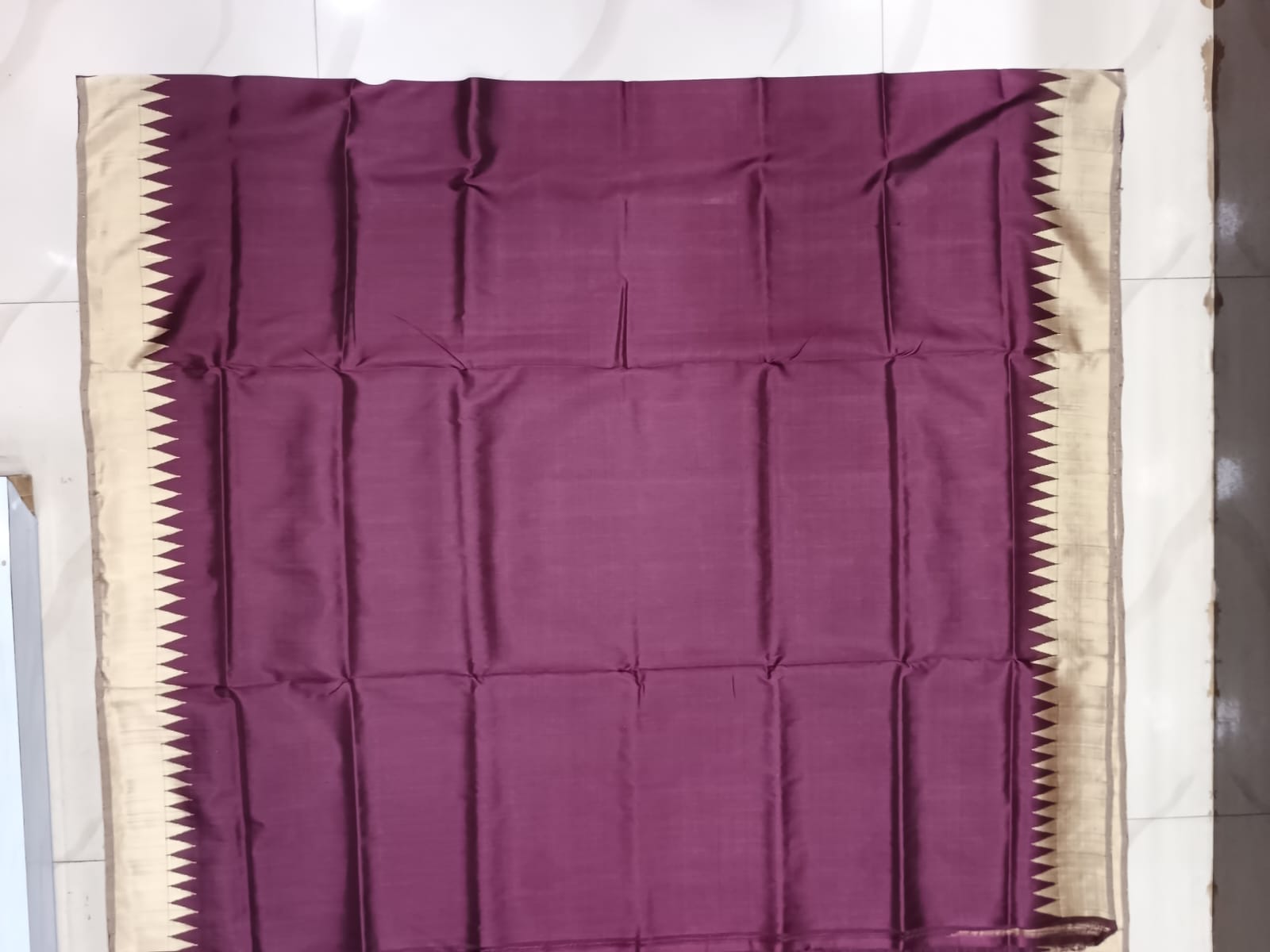 Maroon Off White Multi Colour Double Anchal Berhampuri Silk Saree