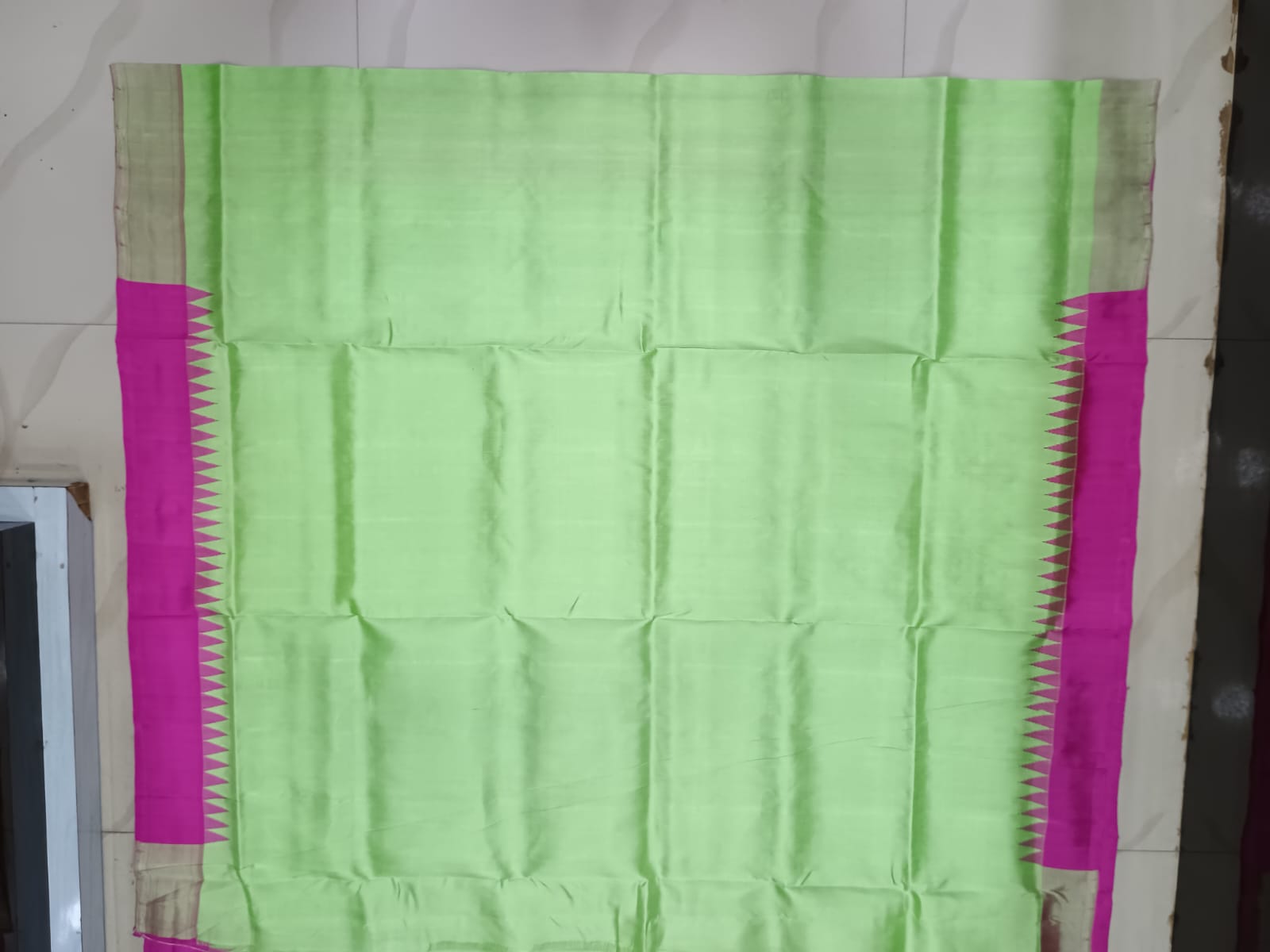 Mint Green Magenta Multi Colour Double Anchal Berhampuri Silk Saree