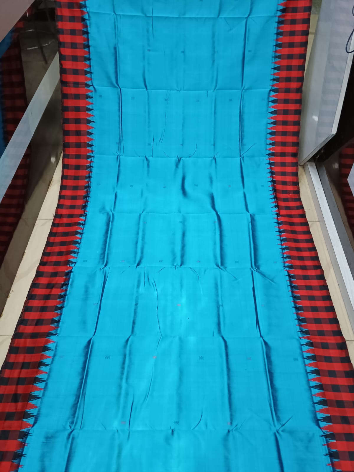 Copper Sulphate Red Multi Colour Double Anchal Berhampuri Silk Saree