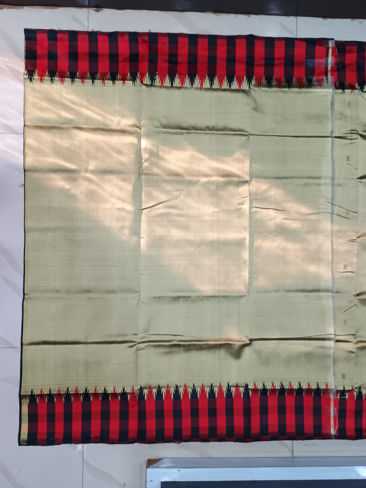 Mustard Multi Colour Kumbha Double Anchal Berhampuri Silk Saree