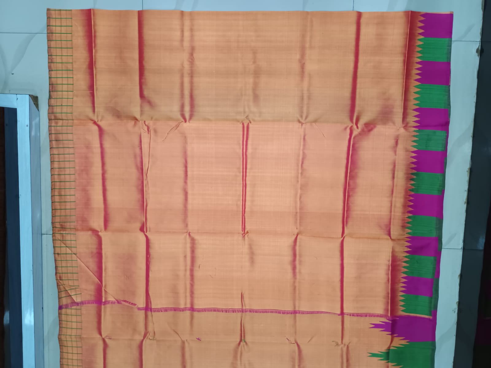 Rust Multi Colour Kumbha Double Anchal Berhampuri Silk Saree