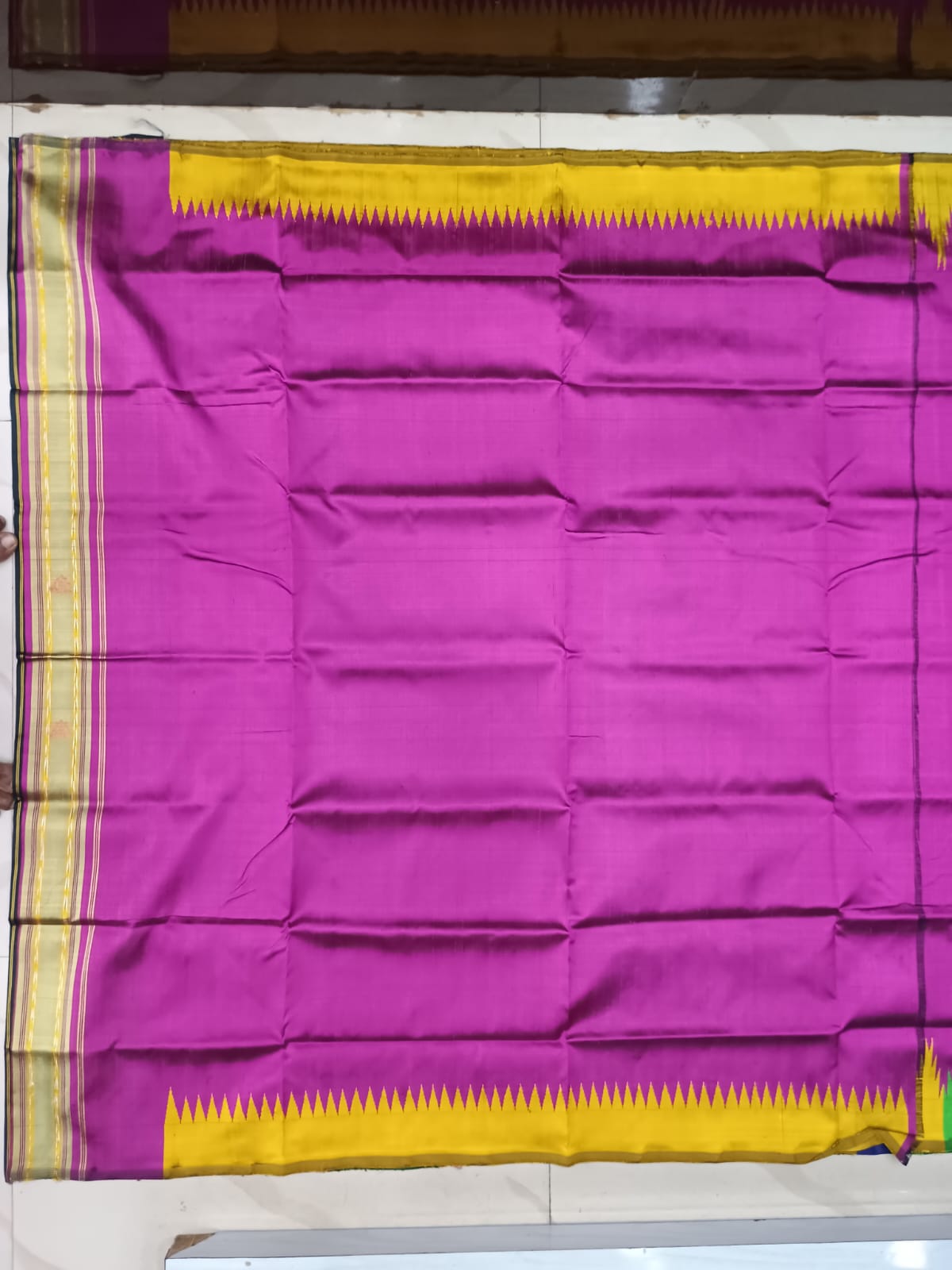 Magenta Multi Colour Kumbha Double Anchal Berhampuri Silk Saree