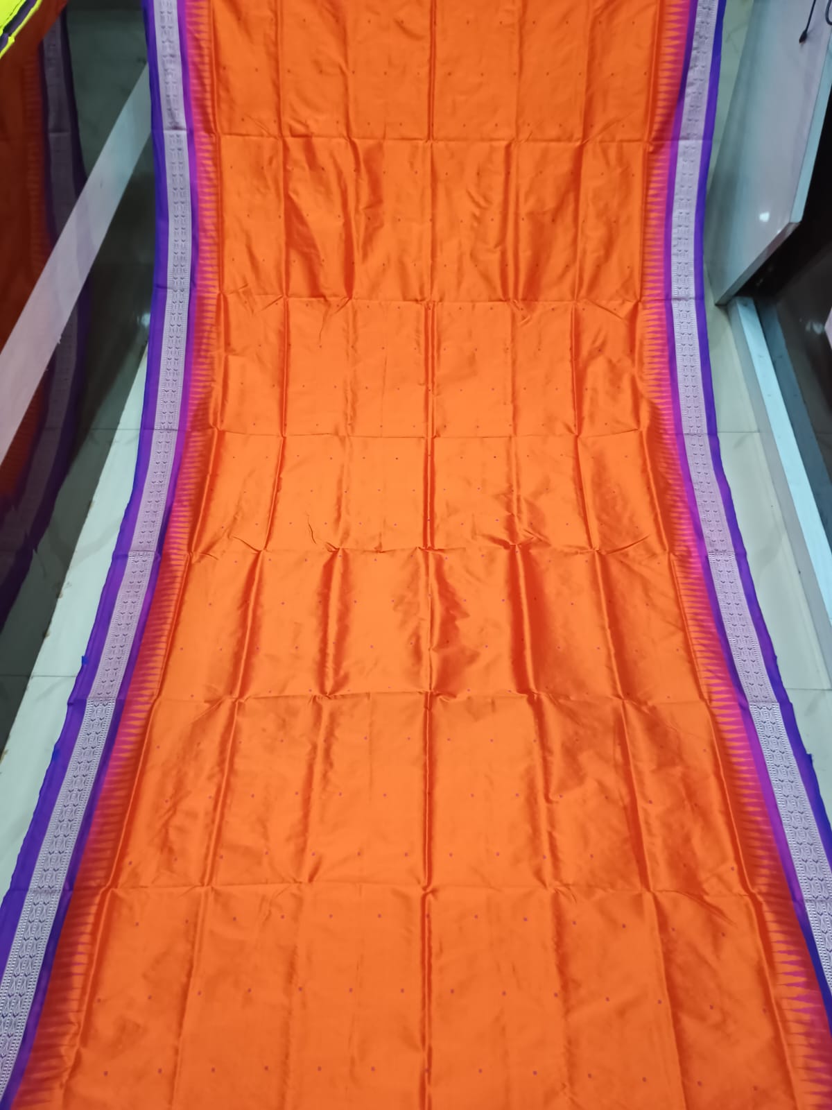 Orange Purple Buti Bomkai Silk Saree