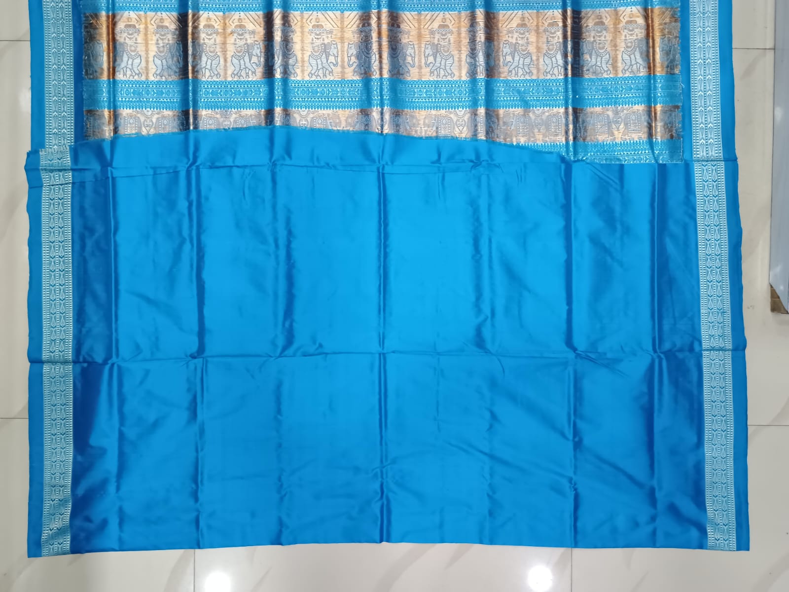 Yellow Copper Sulphate Buti Bomkai Silk Saree