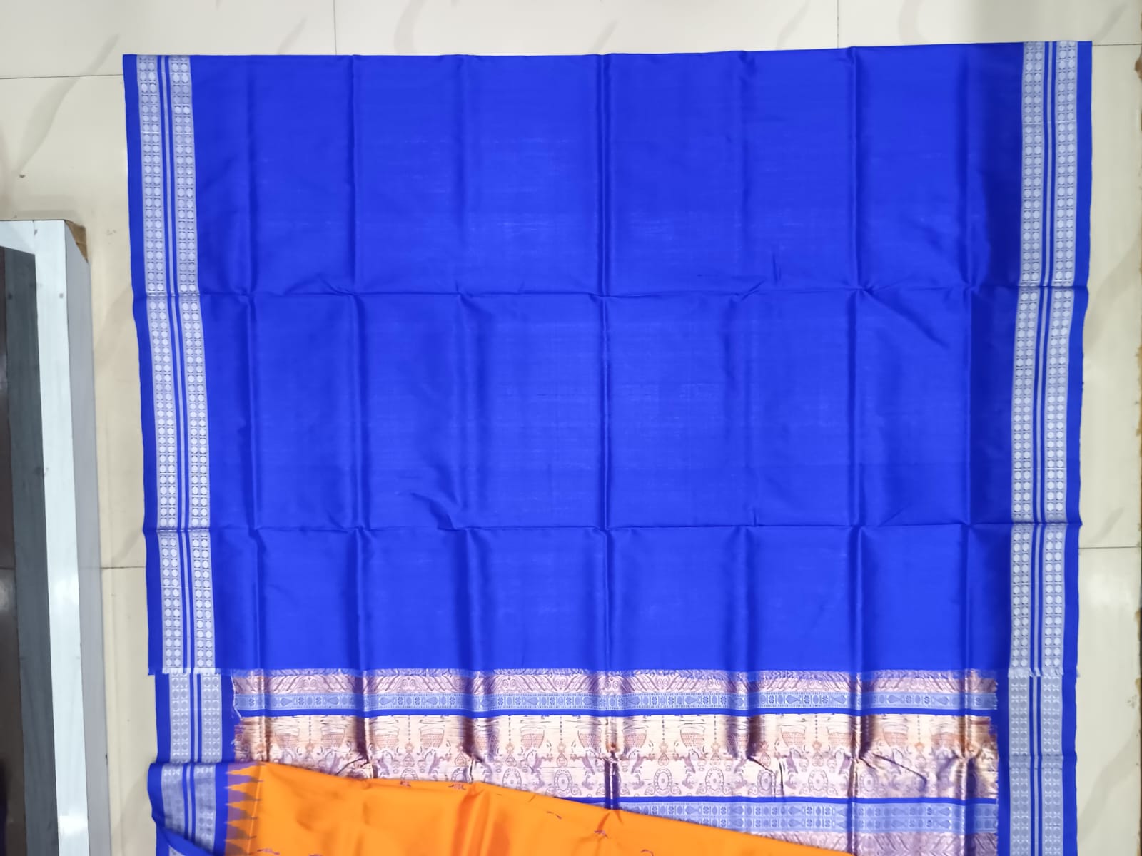 Orange Blue Buti Bomkai Silk Saree