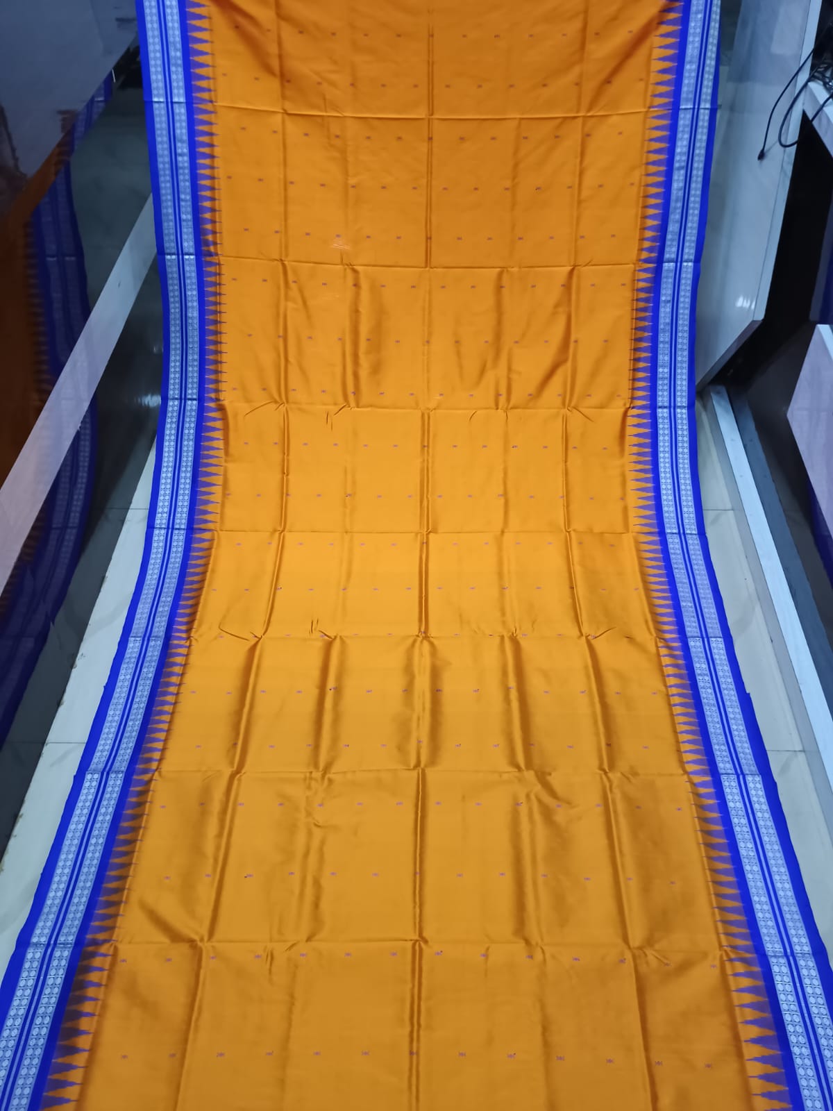 Orange Blue Buti Bomkai Silk Saree