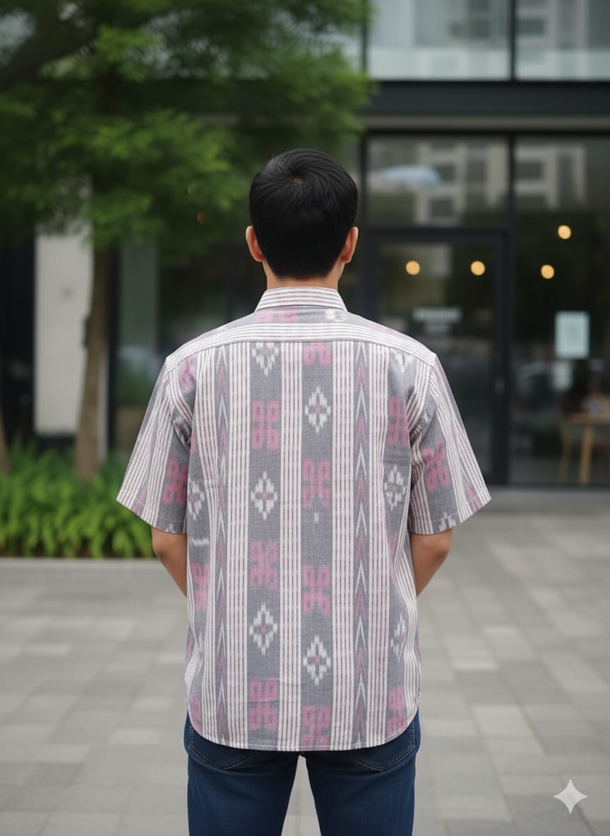 White Checks Pasapali Odisha Handloom Men's Half Shirt