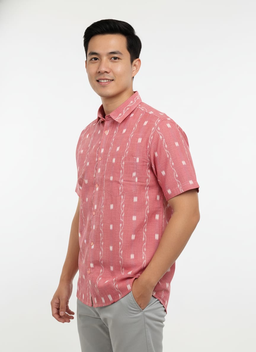 Pink Tipa Pasapali Odisha Handloom Men's Half Shirt