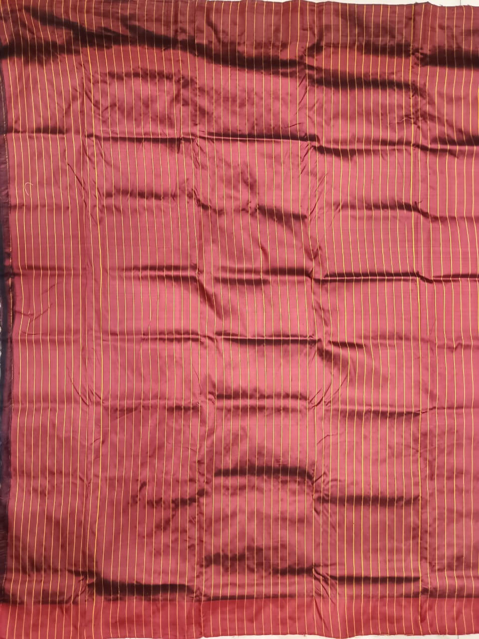 Brown Maroon Laxmi Yantra Design Mulberry Silk Saree